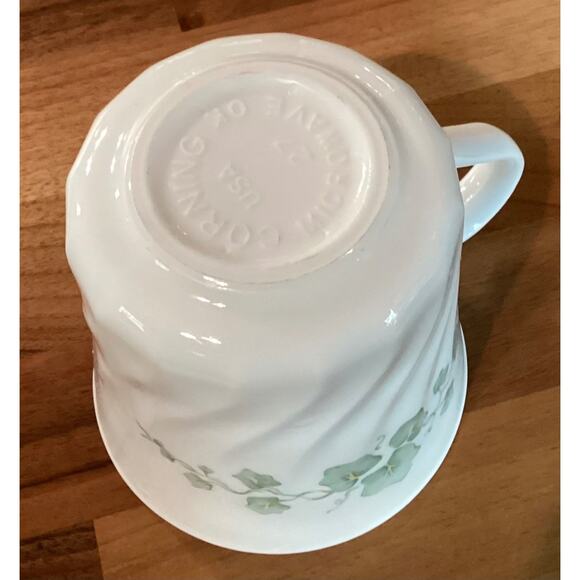 Vintage Corning Corelle Callaway Ivy Swirl Coffee Tea Cups Green Ivy Set of 4 - Picture 10 of 10